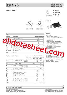 IXEH40N120型号图片