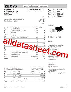 IXFB44N100Q3型号图片