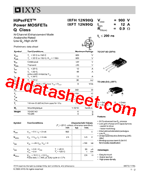 IXFH12N90Q型号图片