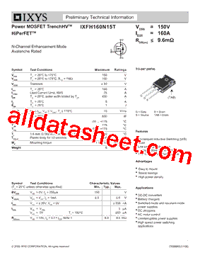 IXFH160N15T2型号图片