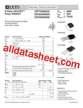 IXFH50N60X型号图片