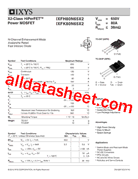 IXFH80N65X2型号图片