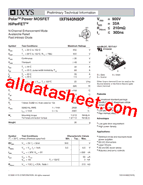 IXFN40N90P型号图片