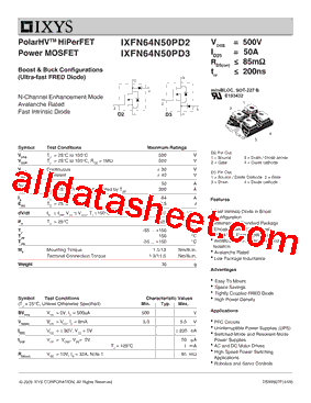 IXFN64N50PD3型号图片