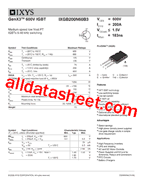 IXGB200N60B3型号图片