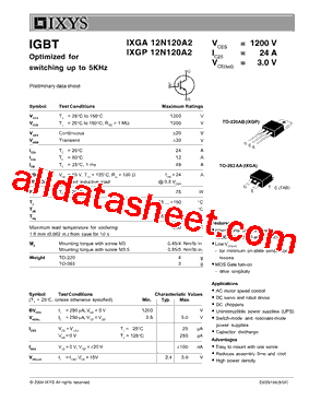 IXGP12N120A2型号图片