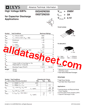 IXGT2N250型号图片