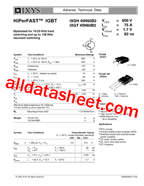 IXGT40N60B2型号图片