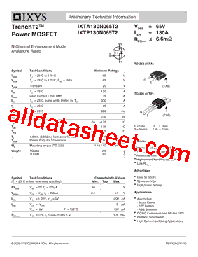 IXTA130N065T2型号图片