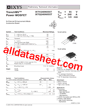 IXTH240N055T型号图片