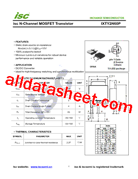 IXTY2N60P型号图片