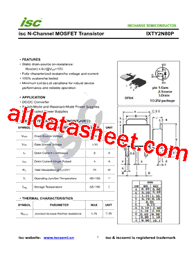IXTY2N80P型号图片
