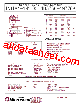 JAN1N1190R型号图片