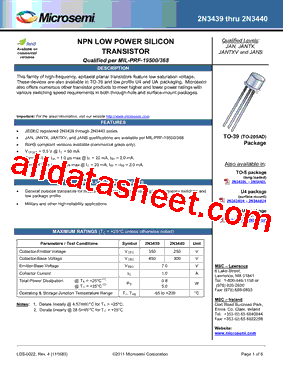 JAN2N3439E4型号图片