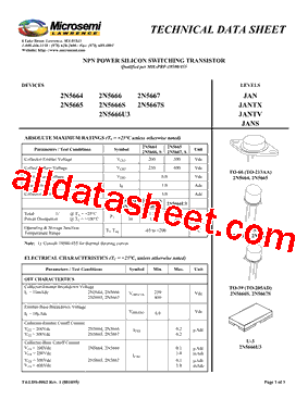 JANS2N5664型号图片