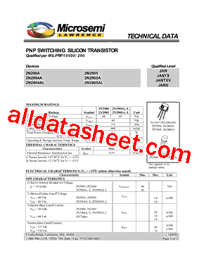 JANTXV2N2905A型号图片