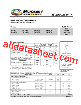 JANTXV2N3498L型号图片