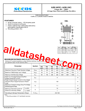 KBL005G型号图片