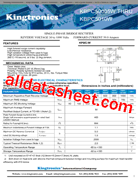 KBPC5010W-G型号图片