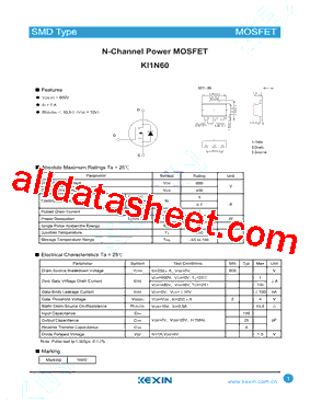 KI1N60型号图片