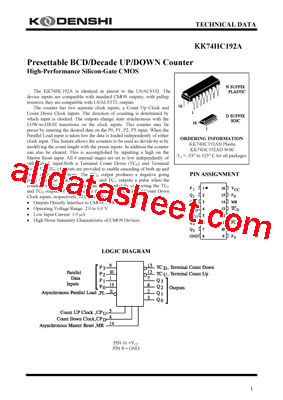 KK74HC192AN型号图片