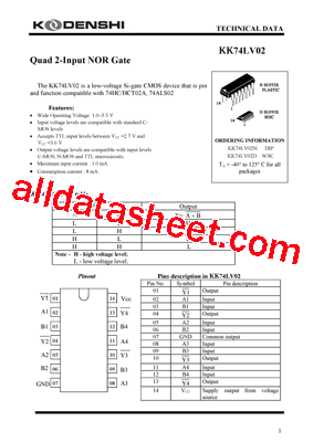 KK74LV02N型号图片