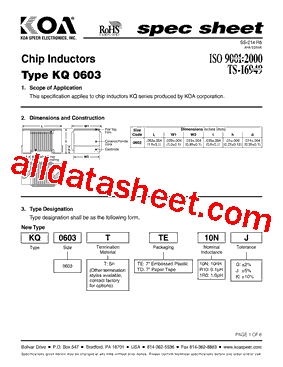 KQ0603TTE1R0型号图片
