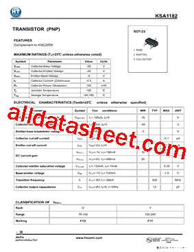 KSA1182YMTF型号图片