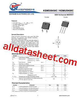 KSMU5N50C型号图片