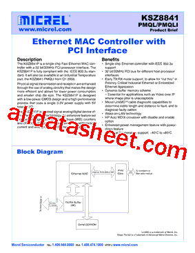 KSZ8841-PMQLI型号图片