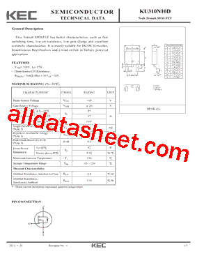 KU310N10D型号图片