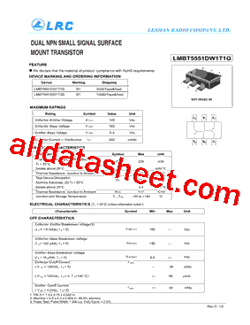 LMBT5551DW1T3G型号图片