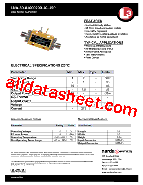 LNA-30-01000200-10-15P型号图片