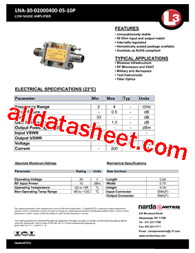 LNA-30-02000400-05-10P型号图片