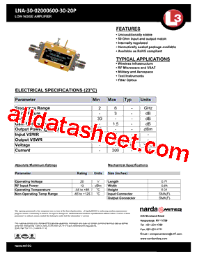 LNA-30-02000600-30-20P型号图片