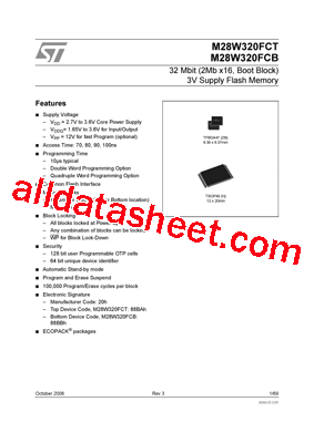 M28W320FCT70ZB6F型号图片