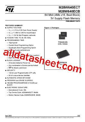 M28W640ECT70ZB6E型号图片