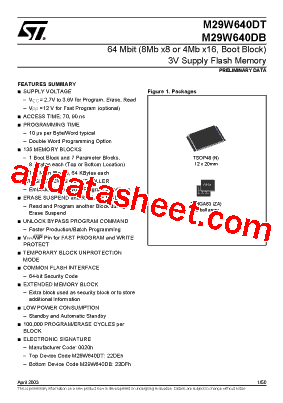 M29W640DB70N1F型号图片