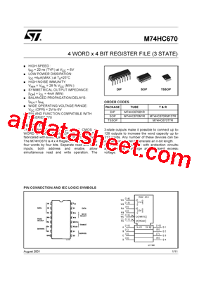M74HC670型号图片