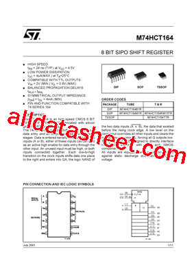 M74HCT164TTR型号图片