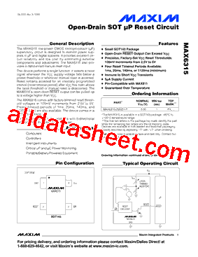 MAX6315US43D2-T型号图片