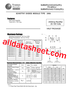 MBR240100R型号图片