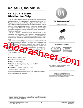 MC100EL15DR2G型号图片