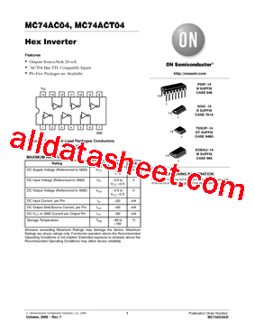 MC74ACT04D型号图片