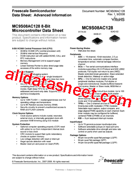 MC9S08AC128C64E型号图片