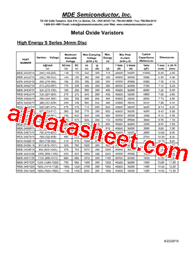 MDE-34S162K型号图片