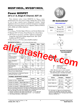 MGSF1N03LT1G型号图片