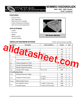 MIMMG150D060UZK型号图片