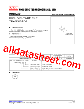 MMBTA92G-AE3-R型号图片
