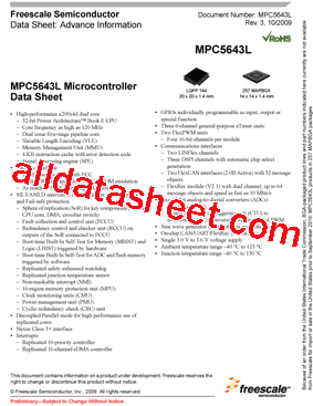 MPC5643LF0VLQ1型号图片